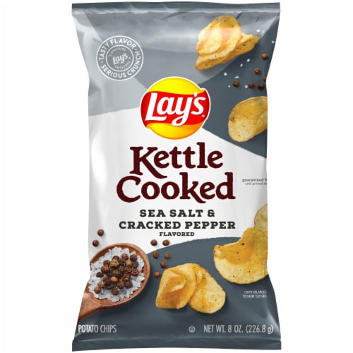 Lay's® Kettle Cooked Salt and Cracked Pepper Kettle Potato Chips Perspective: left