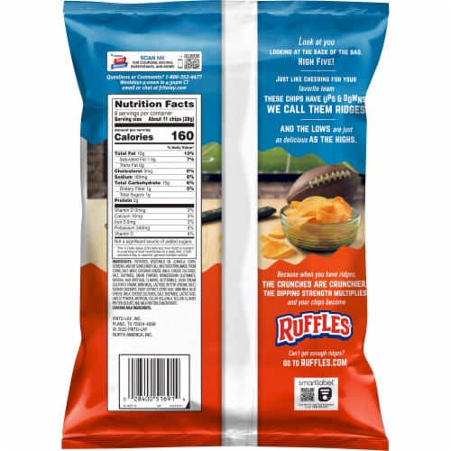 Ruffles® Cheddar and Sour Cream Potato Chips Perspective: left