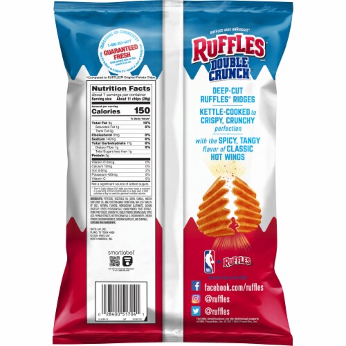 Ruffles® Double Crunch® Hot Wings Potato Chips Perspective: left