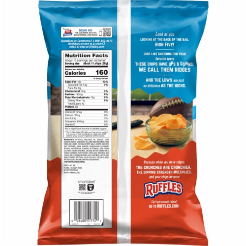 Ruffles® Cheddar and Sour Cream Potato Chips Party Size Perspective: left