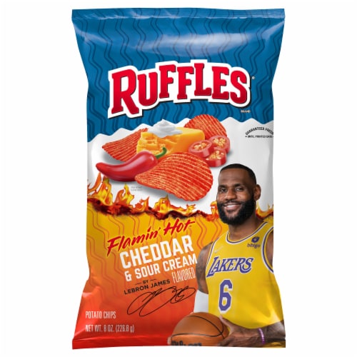 Ruffles® Flamin' Hot Cheddar And Sour Cream Potato Chips Perspective: left