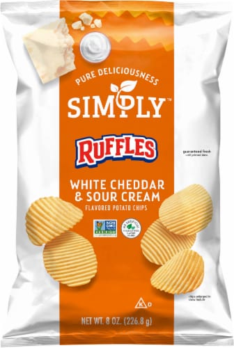 Ruffles® Simply White Cheddar and Sour Cream Potato Chips Perspective: left