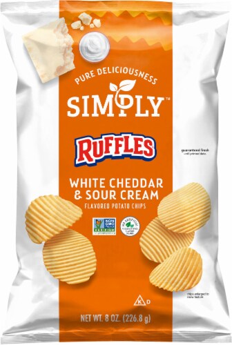 Ruffles® Simply White Cheddar and Sour Cream Potato Chips Perspective: left