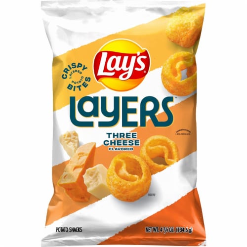 Lay's Layers Three Cheese Flavored Potato Snacks Perspective: left