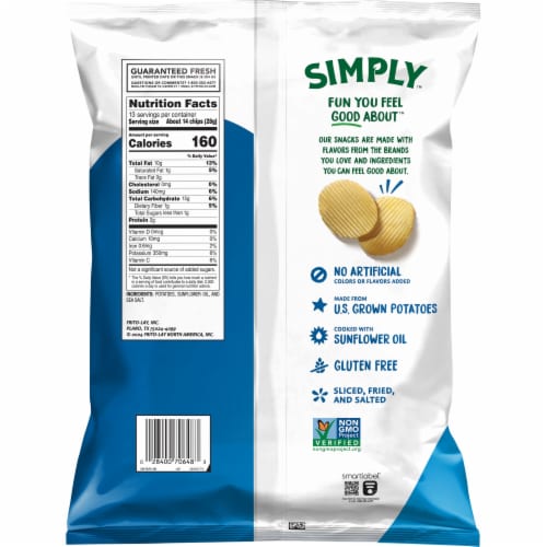 Ruffles Simply Potato Chips Sea Salted 13 Oz Perspective: left