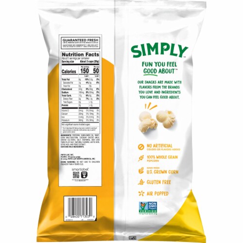 Smartfood Simply Popcorn White Cheddar 5 1/4 Oz Perspective: left