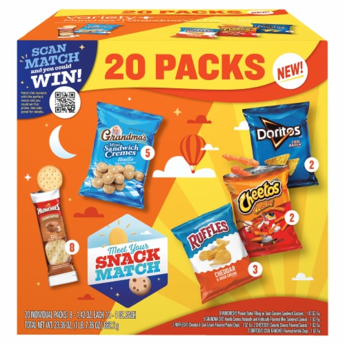Frito Lay® Chips Grandma's® Cookies and Munchie's® Sandwich Crackers Variety Pack Perspective: left