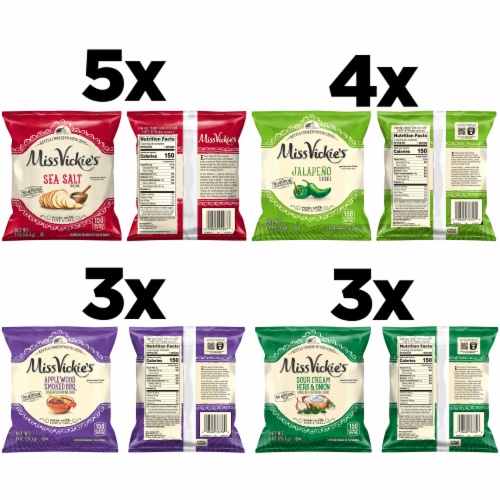 Miss Vickie's Kettle Cooked Potato Chips Variety Pack Perspective: left