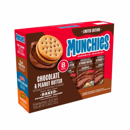 Munchies® Chocolate & Peanut Butter on Baked Golden Toast Cracker Packs Perspective: left