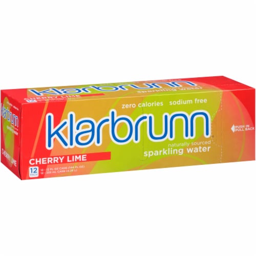 Klarbrunn® Cherry Lime Flavored Sparkling Water Cans Perspective: left