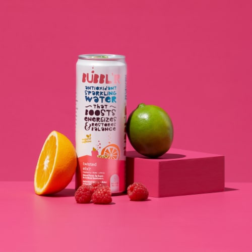 BUBBL'R Twisted Elix'r Antioxidant Sparkling Water Cans Perspective: left