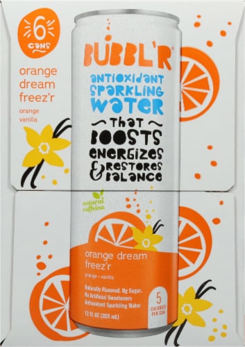 BUBBL'R® Orange Dream Freez'r Antioxidant Sparkling Water Cans Perspective: left