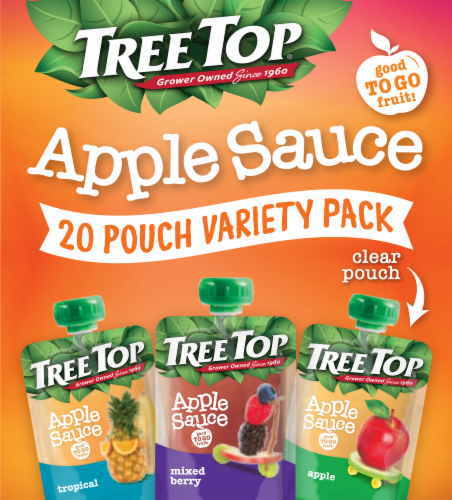 Tree Top Tropical Apple & Mixed Berry Apple Sauce Variety Pack Perspective: left