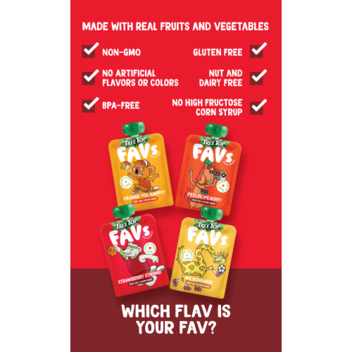 Tree Top® Favs® Strawberry Fruit and Vitamins Pouches Perspective: left