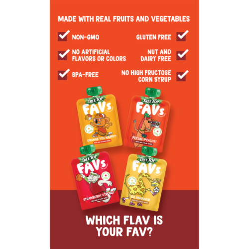 Tree Top® Favs® Feelin' Peachy! Fruit and Vitamin Pouches Perspective: left