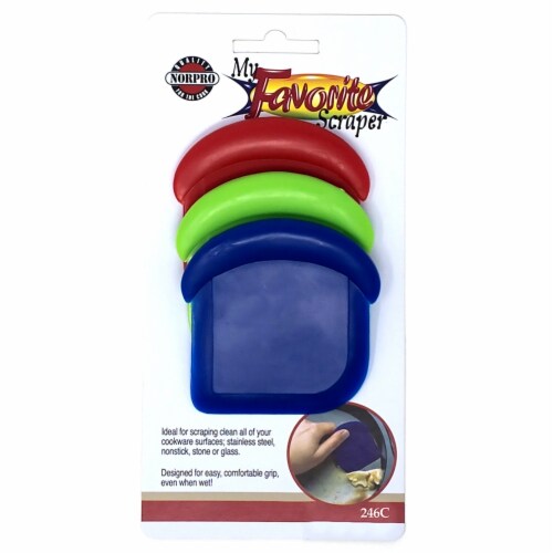 Norpro My Favorite Scraper, 3 Piece Set, Red/Blue/Green Perspective: left