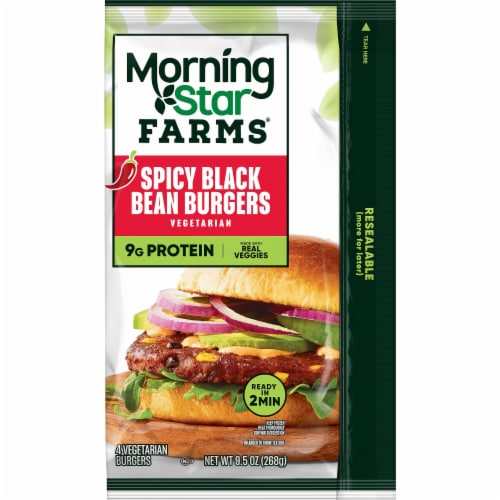 MorningStar Farms® Spicy Black Bean Plant Based Veggie Burgers Perspective: left