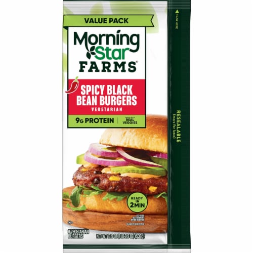 MorningStar Farms Spicy Black Bean Veggie Burgers Value Pack Perspective: left
