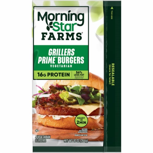MorningStar Farms® Grillers Prime Plant Based Veggie Burgers Perspective: left