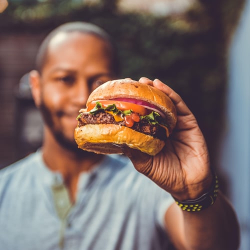 MorningStar Farms® Meat Lovers Veggie Burgers Perspective: left