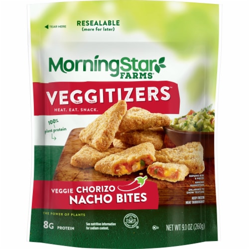 MorningStar Farms Veggitizers Chorizo Nacho Nacho Bites Perspective: left