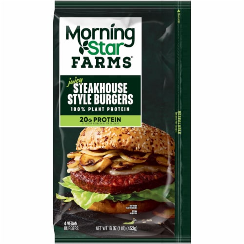 MorningStar Farms® Steakhouse Style Plant Based Veggie Burgers Perspective: left