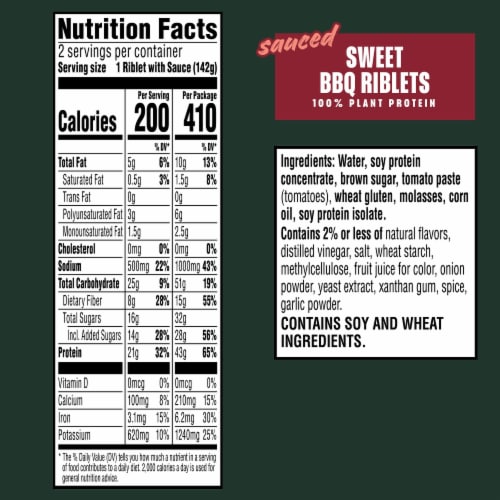MorningStar Farms® Sweet BBQ Vegan Sauced Riblets Perspective: left