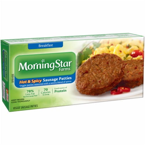 Morningstar Hot & Spicy Veggie Sausage Patties Perspective: left