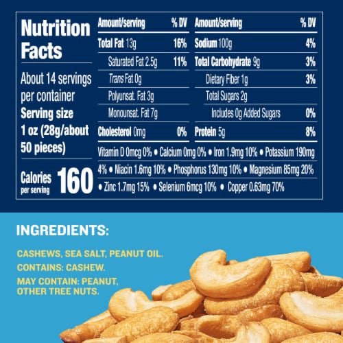 Planters® Halves & Pieces Salted Cashews Perspective: left