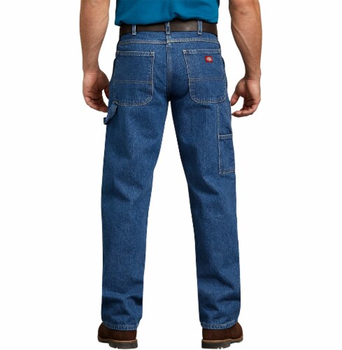 Dickies Men’s Relaxed Fit Carpenter Jeans - Stonewashed Indigo Blue Perspective: left