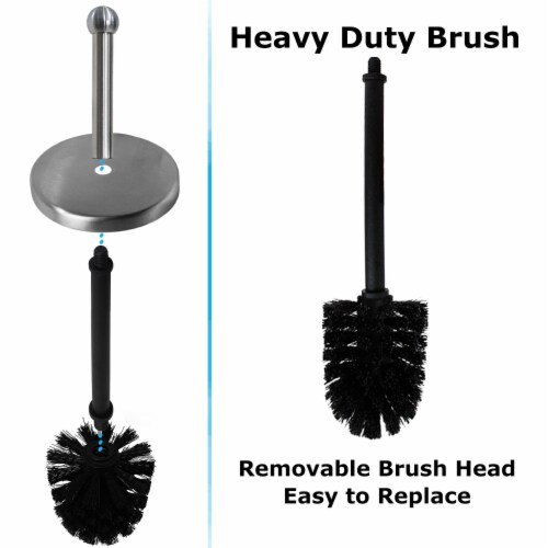Blue Donuts Vented Stainless Steel Toilet Brush Holder Perspective: left