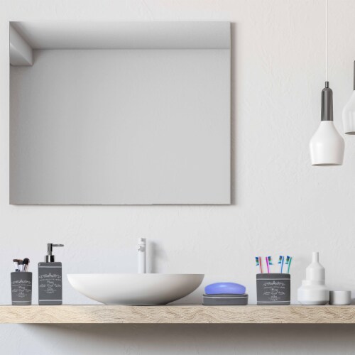 Blue Donuts Grey 4 Piece Paris Bathroom Accessories Set Soap Dispenser Toothbrush Holder Soap Perspective: left