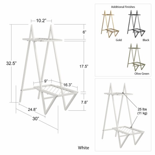 Wallflower Plant Stand, Olive Green Perspective: left