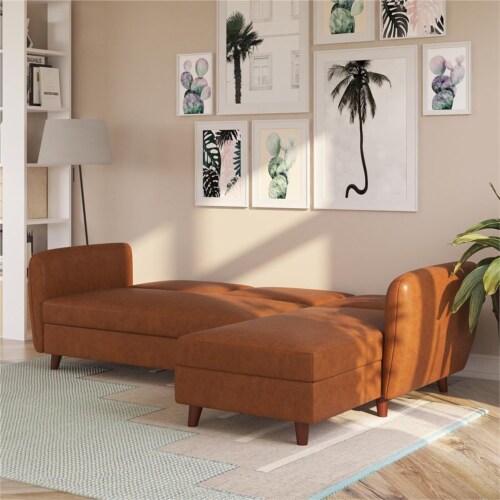 Camel faux shop leather sectional
