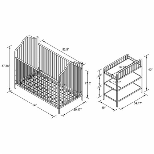 Metal crib and changing table sales