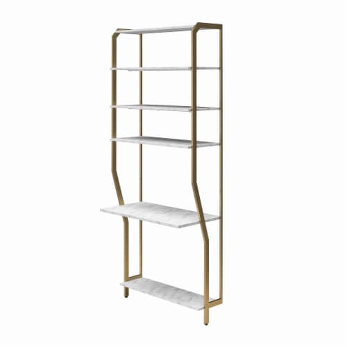 Gwyneth Closet - Vanity, White Faux Marble and Golden Bronze Perspective: left