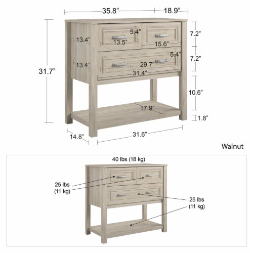 Little Seeds Sierra Ridge Levi Kids’ 3 Drawer Dresser, Light Walnut Perspective: left