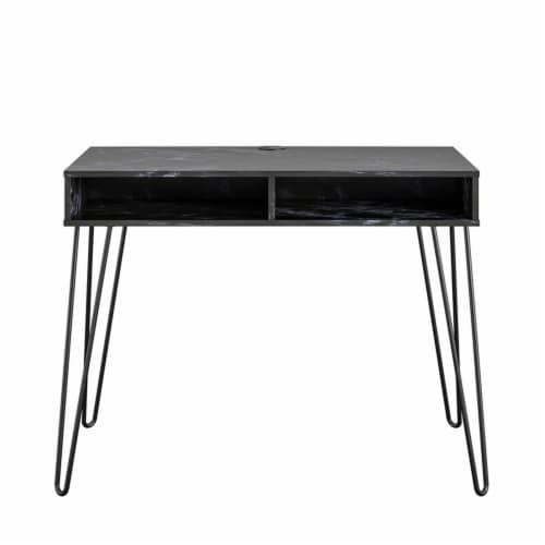 Novogratz Athena Computer Desk with Storage in Black Marble 1