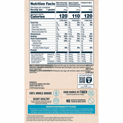 Quaker® Lower Sugar Variety Pack Instant Oatmeal Perspective: left