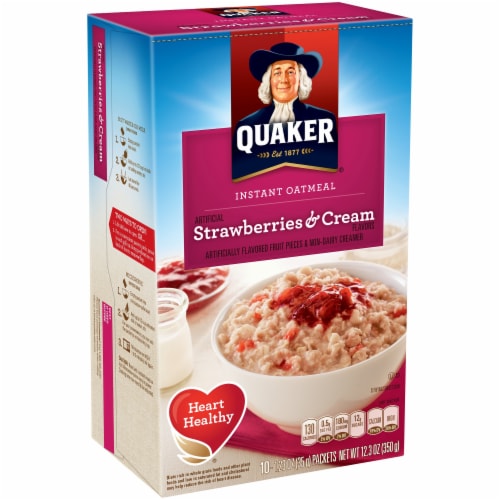 Quaker Strawberries and Cream Instant Oatmeal Breakfast Cereal Variety Pack Perspective: left