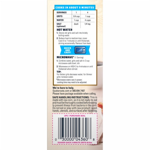 Quaker® Quick 5 Minute Grits Perspective: left