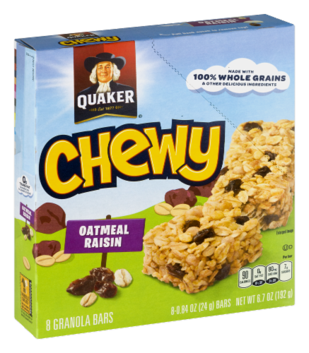 Quaker Chewy Oatmeal Raisin Granola Bars Perspective: left
