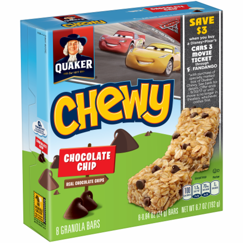 Quaker Chewy Chocolate Chip Granola Bars Perspective: left