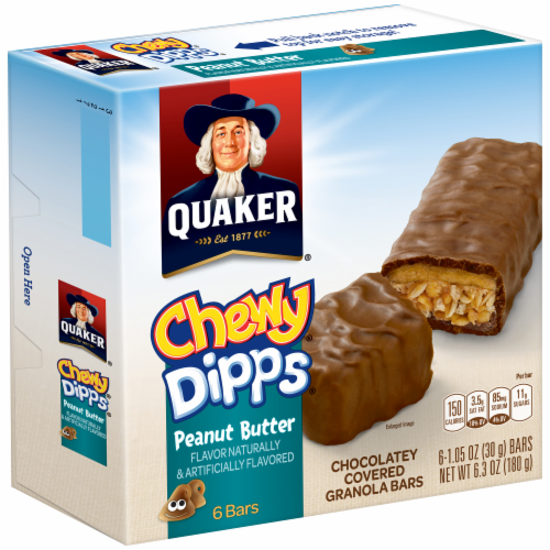 Quaker Chewy Dipps Peanut Butter Chocolate Covered Granola Bars Perspective: left
