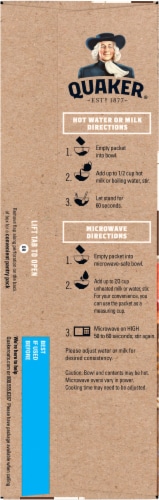 Quaker Instant Oatmeal Breakfast Cereal High Fiber Maple and Brown Sugar Packets Perspective: left