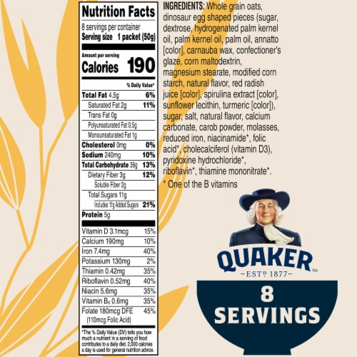 Quaker Dinosaur Eggs Brown Sugar Instant Oatmeal Perspective: left