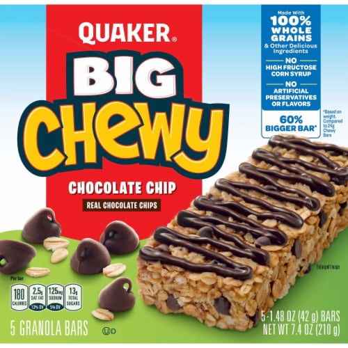 Quaker Big Chewy Chocolate Chip Granola Bars Perspective: left