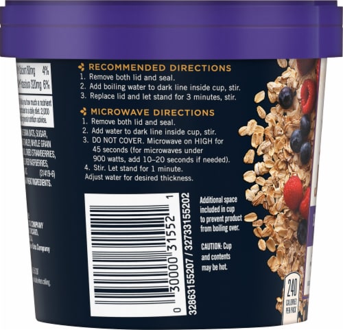Quaker Real Medleys Summer Berry Instant Oatmeal Cereal Cup Perspective: left