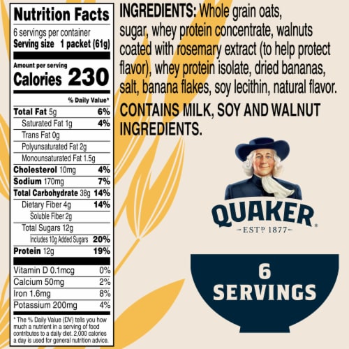 Quaker® Banana Nut Protein Instant Oatmeal Perspective: left