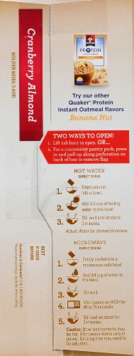 Quaker Protein Cranberry Almond Instant Oatmeal Perspective: left